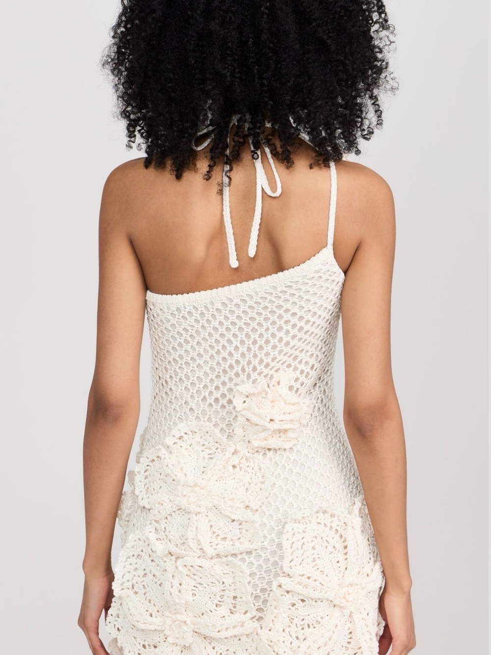 cult gaia Crochet One-Shoulder Floral Mini Dress in Cream - Picture 4 of 4